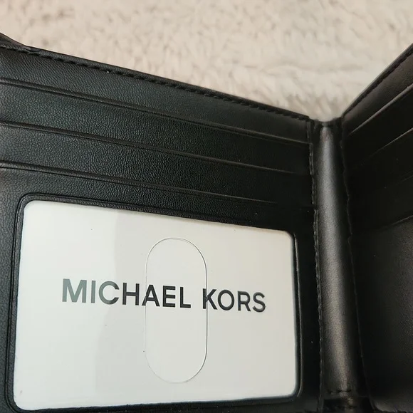 Michael Kors Black Textured Leather Bi-Fold Wallet - Picture 6 of 13